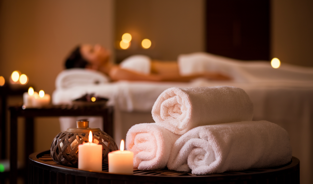 spa-bougies-serviettes-eclairage-tamise