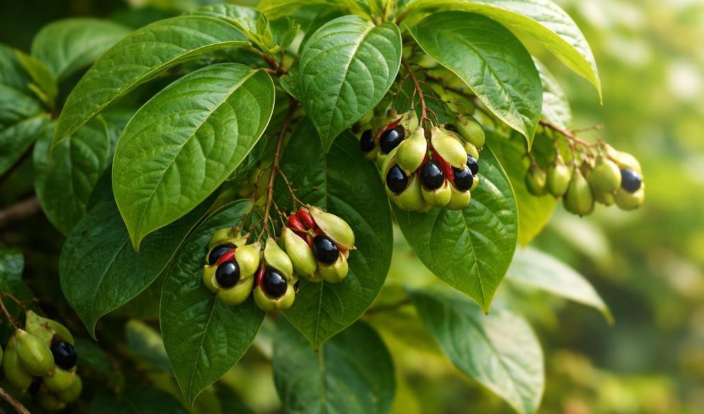 plante-griffonia-feuilles-graines-luxuriantes