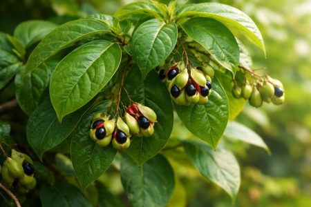 plante-griffonia-feuilles-graines-luxuriantes