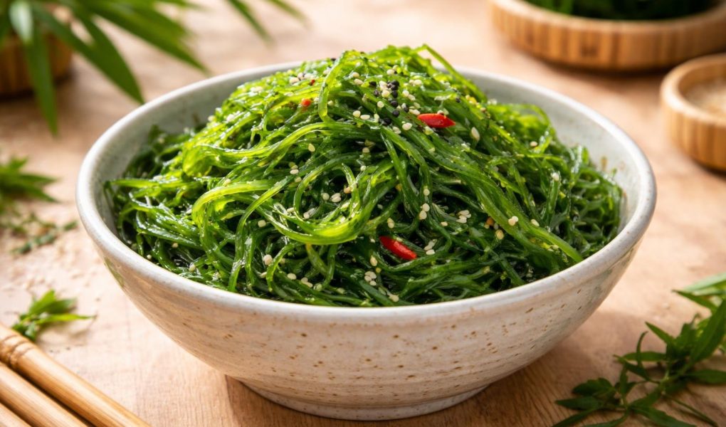 salade-wakame-table-bois-plantes