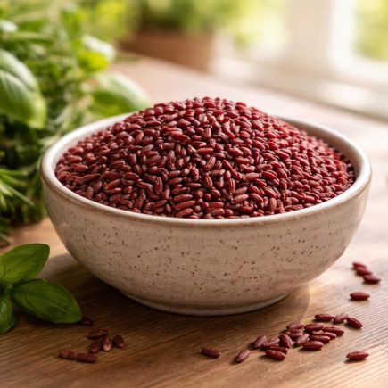 bol-levure-riz-herbes-table-bois
