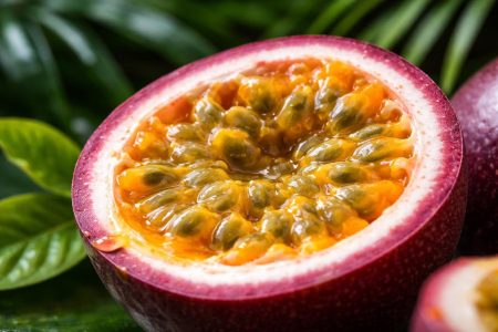 fruit-passion-pulpe-graines-feuilles-exotiques