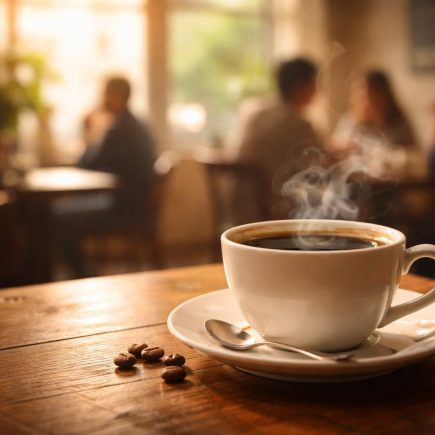 tasse-cafe-table-bois-fond-flou