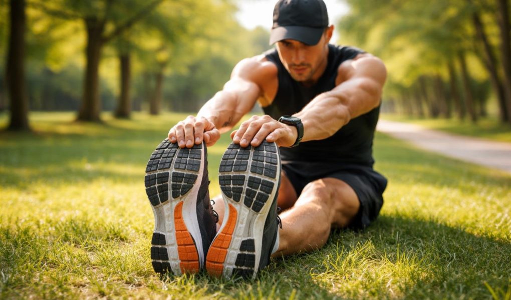athlete-etirement-parc-ensoleille