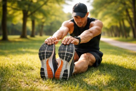 athlete-etirement-parc-ensoleille