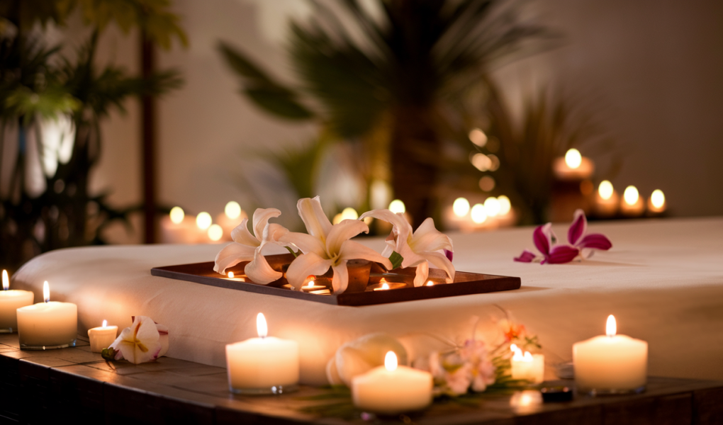 spa-luxe-bougies-fleurs-plantes